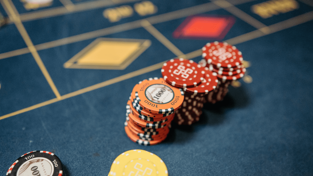 casino chips on a roulette table