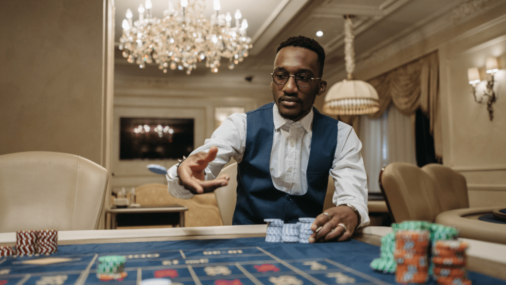 A man playing roulette in a casino