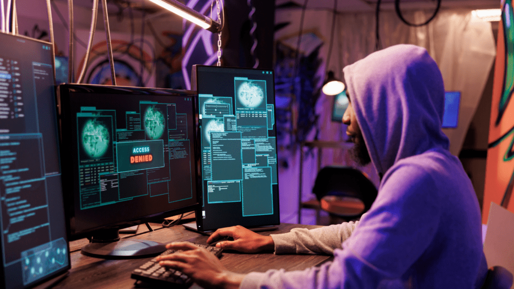 a person in a hoodie is working on a computer