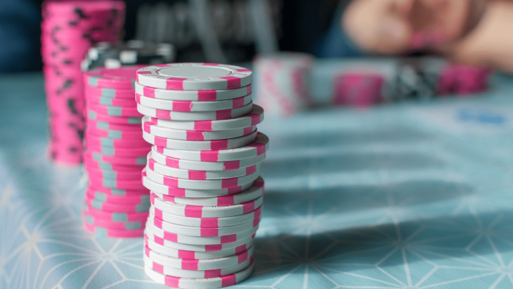 casino chips on a table in a casino